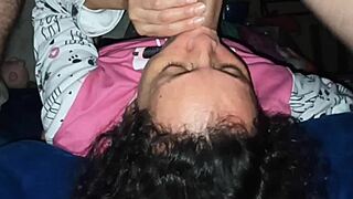 Mature milf enjoys sucking dick and giving black kiss to her son's friend with rimjob and cumshot