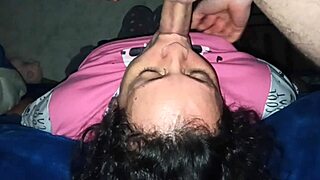 Mature milf enjoys sucking dick and giving black kiss to her son's friend with rimjob and cumshot