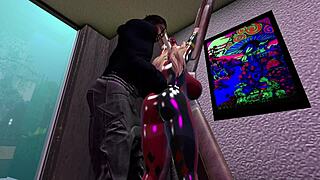 Black Man Intensely Fucks Harley Quinn in Second Life