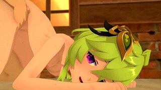 Sunset with collei from genshin impact in anime hentai 3d cartoon 🌅