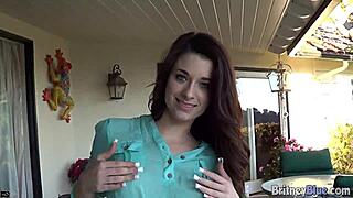 sultry bonnie grey performing striptease and giving blowjob to nice cock, clothes ripping