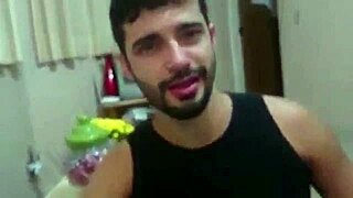 Marcos Goiano giving blowjob to monster cock and making him cum