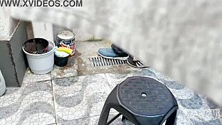 Outdoor Quickie Fucking Between Sheets?