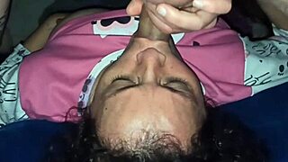 Mature milf enjoys sucking dick and giving black kiss to her son's friend with rimjob and cumshot