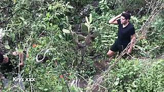 Two guys engage in wild sex in the woods with blowjobs and cum