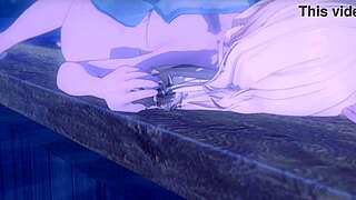 kissing jean with her hair down in this 3d cartoon genshin impact hentai anime scene