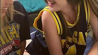 Athena and Ashlyn fuck monster cock in college dorm threesome