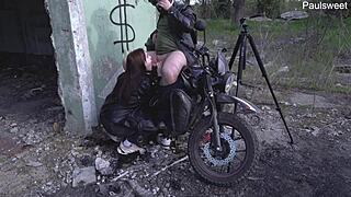 hot milf craves big dicks and motorcycles in wild outdoor fun under the sun with daring public domination.