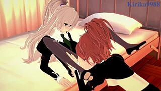 Shizuma Hanazono and Nagisa Aoi Intense Lesbian Play - Strawberry Panic Hentai