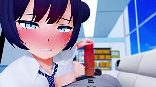 kisaki gives an amazing handjob in this hentai