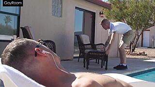 trent pounds his poolboy’s tight butthole by the pool