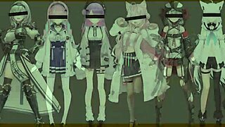 hololive characters poke and dance in 3d animation