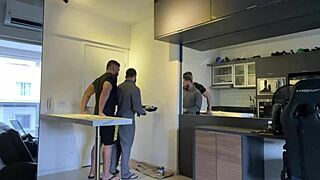 Rich guy fucks painter with huge cock!