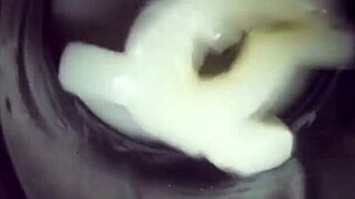 detailed view inside my fleshlight, filled with a creampie from gay action