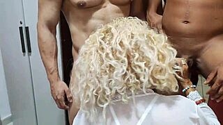 Naughty mature woman fucks with her gym friends' couple