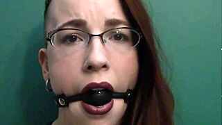 dark lipstick drooling with intense eye contact