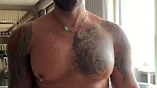 hey viktor rom, tattooed muscle daddy, masturbate your big cock naked