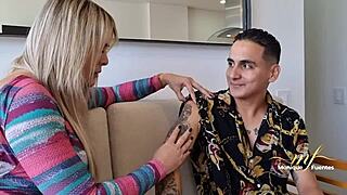 Hot milf Monique Fuente in first threesome with young guys 😜