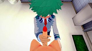 My Hero Academia Yaoi: Midoriya Handjob and Bakugou Bathroom Action