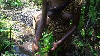 two african tribe girls mess around with village chief deep in the forest