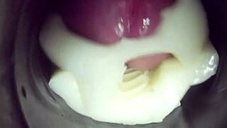 detailed view inside my fleshlight, filled with a creampie from gay action