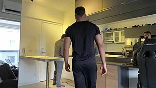 Rich guy fucks painter with huge cock!