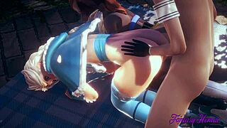 Frozen Elsa And Anna Fucked In Creampie Threesome Cosplay