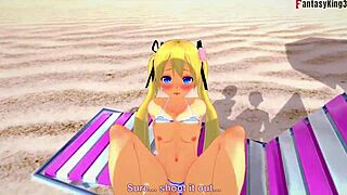Marie Rose fucks in bikini on beach fantasy