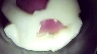 detailed view inside my fleshlight, filled with a creampie from gay action