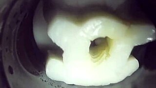 detailed view inside my fleshlight, filled with a creampie from gay action