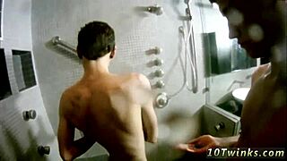 boy and twink in bathroom bareback sex