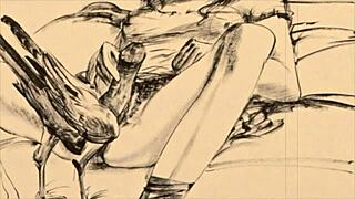 Vintage Erotic Illustration Unveiled in Retro Anime Style