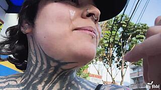 Descriptive Goth Whore Loses Challenge, Gets Fucked, And Does Cumwalk On Street With Big Ass