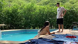 natasha megan tan pool swim naked lucky