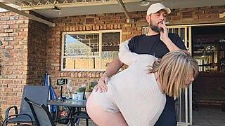 Mutual masturbation with neighbor's wife ends in outdoor mess