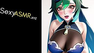 Moaning ASMR with anime cosplay baddie in erotic costume