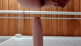 latexi69 rides big dildo in latex costume moaning loudly