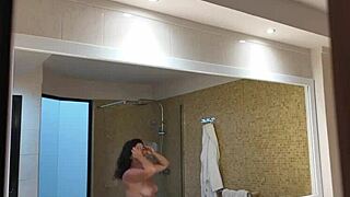 Stepson Sneaks into Stepmom's Shower for Wet Spanish Roleplay Action