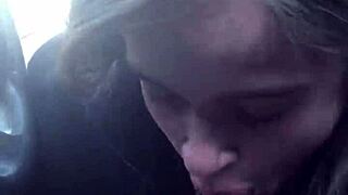 Lesbian Best Friend Gives Road Head, Gagging on Cum in Mouthful