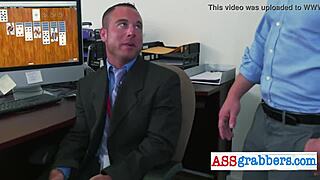 kinky manager fucks worker with fat dildo