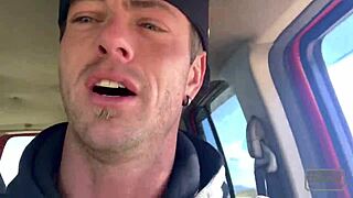 Amateur Gay Couple Engages in Blowjob and Pussy Sucking Outdoors in Las Vegas on Windy Day