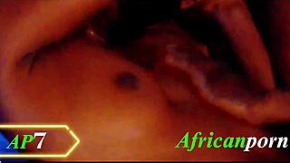 Ebony woman interacts with arrow prop