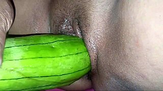 A topless teen masturbates a technician