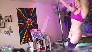 Cute nymph teases on webcam twerking