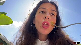 cum on her face at a public cafe during lunch