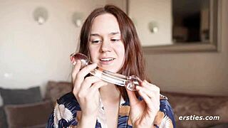 Anca's shaved pussy in dildo session?