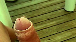 How close is he to cumming on the camping terrace?