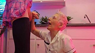 Watch this couple's wild blowjob session ending with piss in her face!