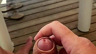 How close is he to cumming on the camping terrace?