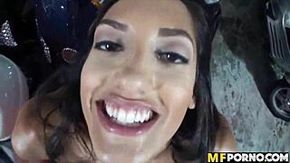Athletic latina chloe amour takes it in the garage pov